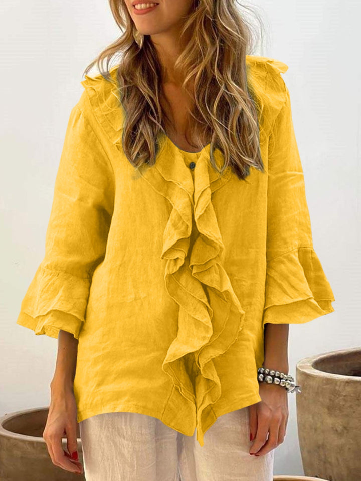 NADINE™ - Top Chic com Manga Sino e Folho