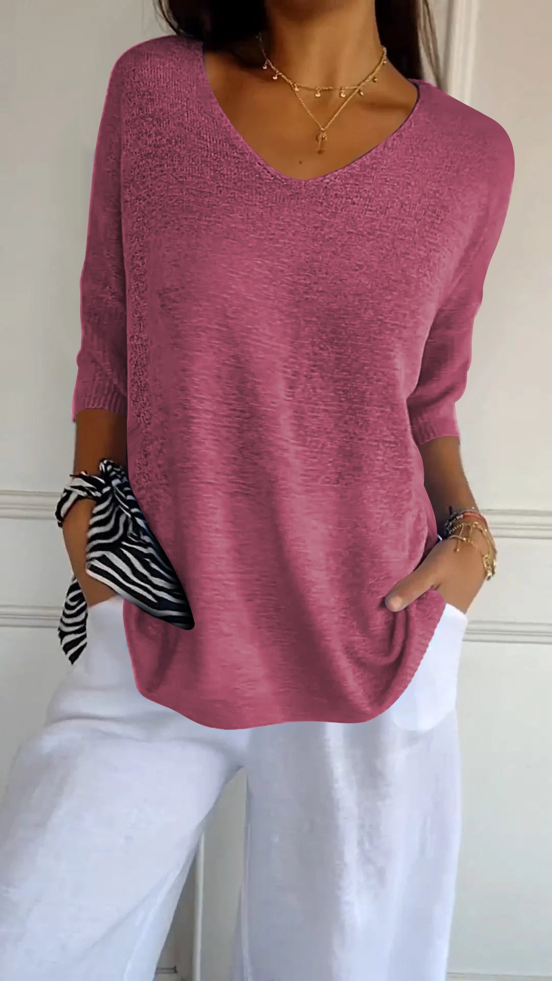 LAUREN™ - Top Casual de Decote em V