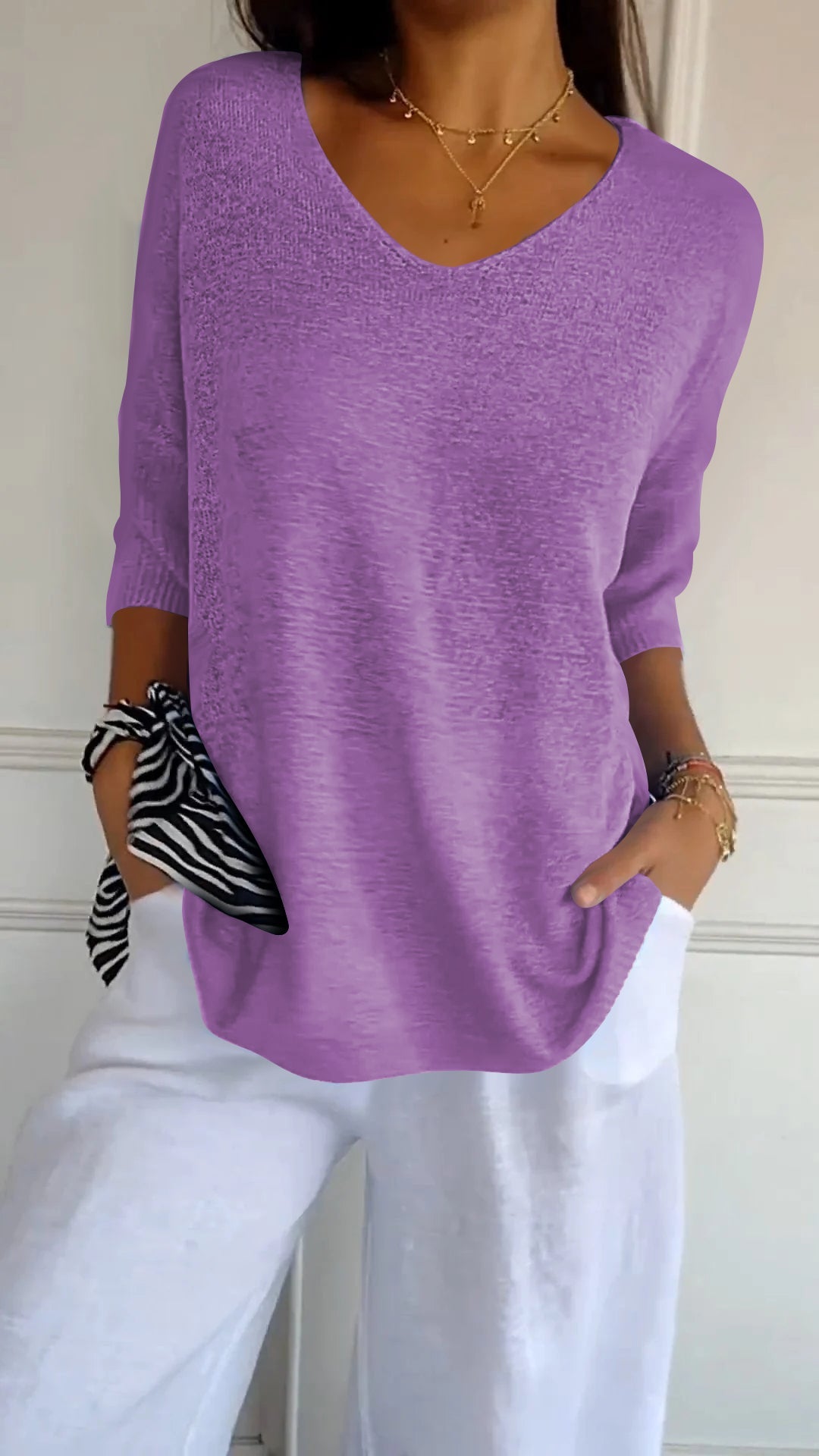 LAUREN™ - Top Casual de Decote em V