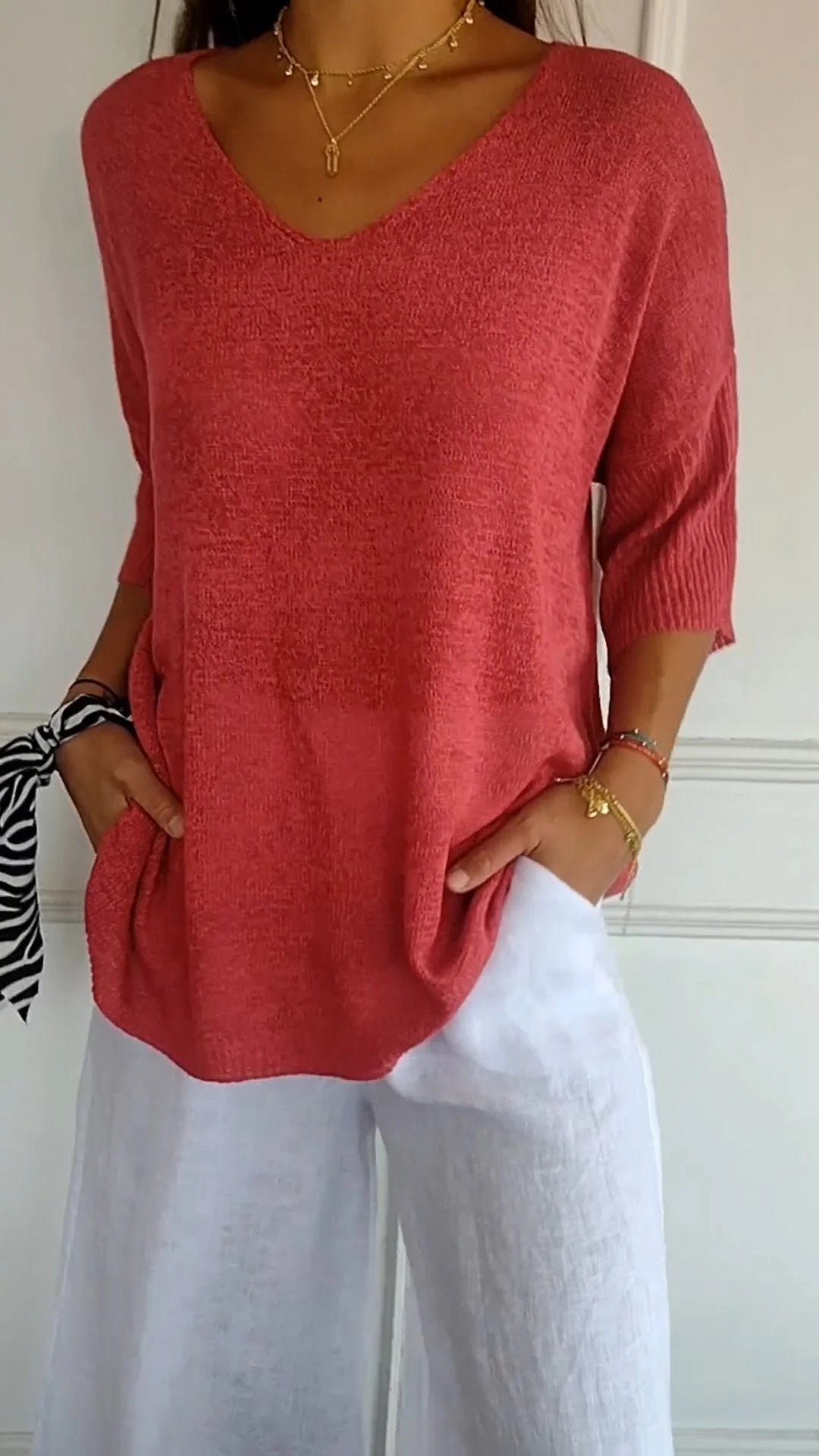 LAUREN™ - Top Casual de Decote em V