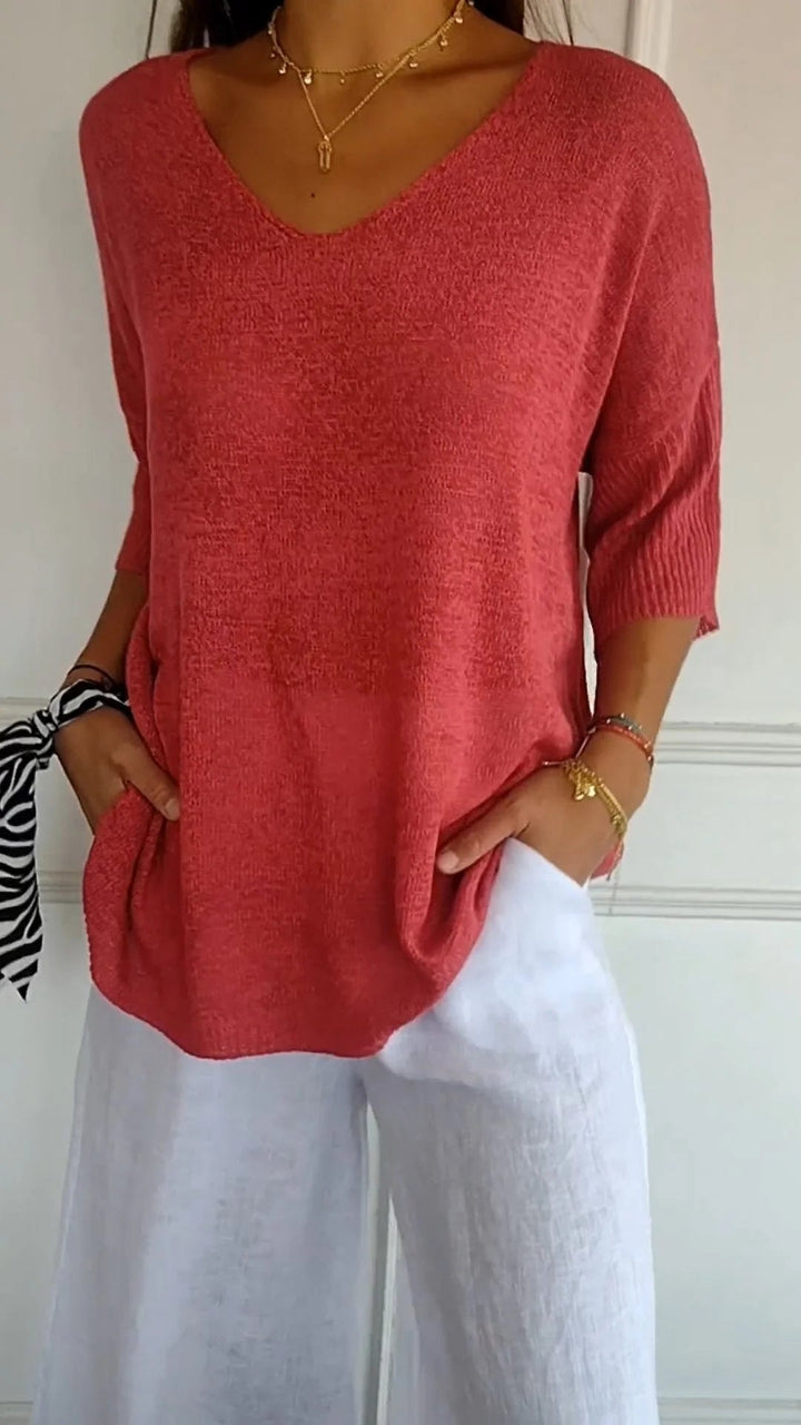 LAUREN™ - Top Casual de Decote em V
