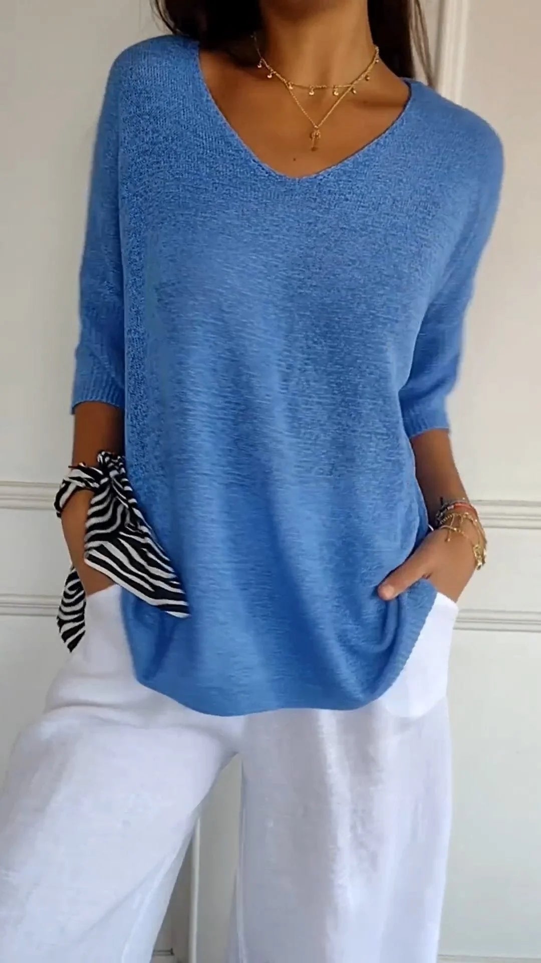 LAUREN™ - Top Casual de Decote em V