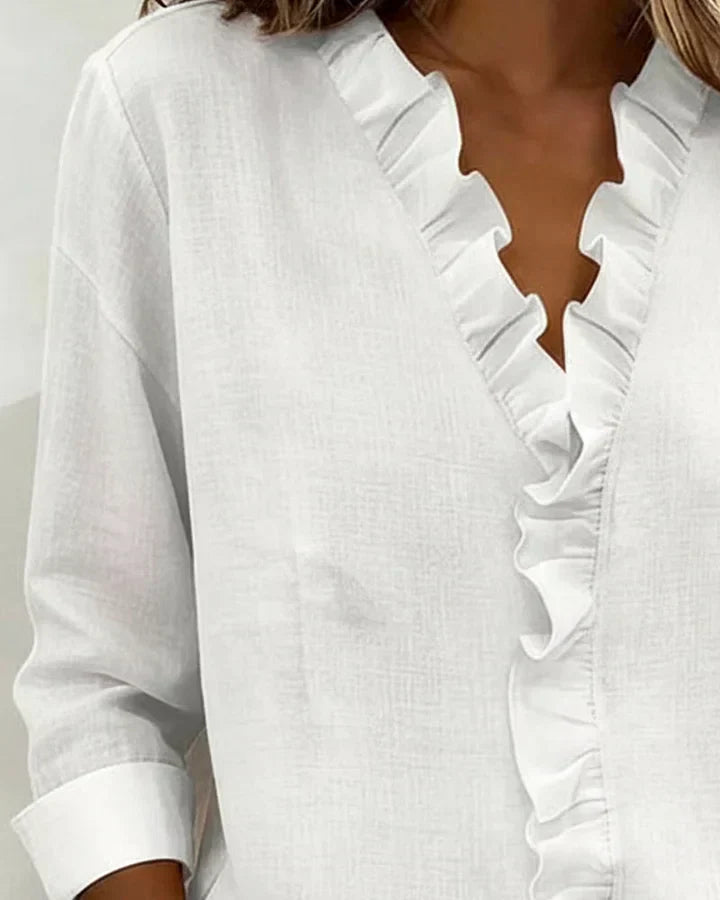 Rachel™ | Blusa com Decote em V e Folhos