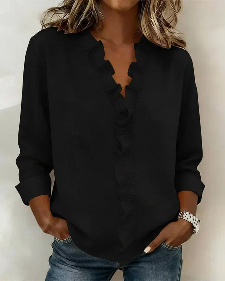 Rachel™ | Blusa com Decote em V e Folhos