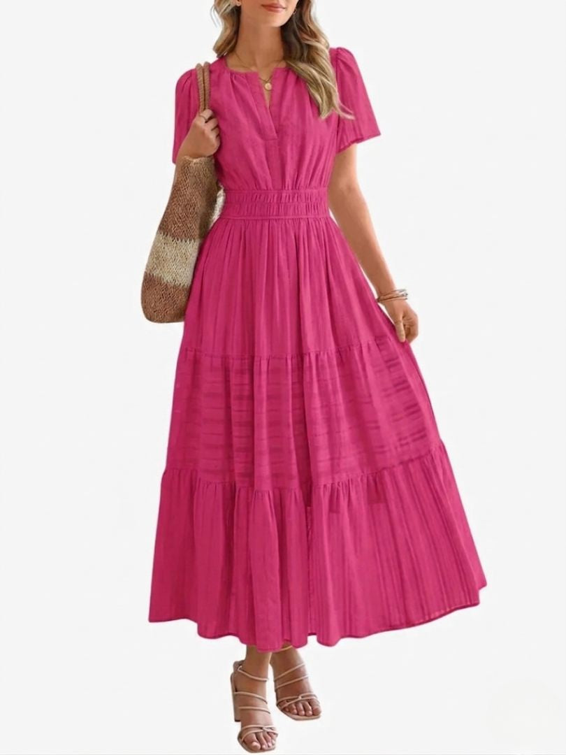 Elara™ | Vestido Maxi A-Line Boho com Decote em V e Caimento Fluido