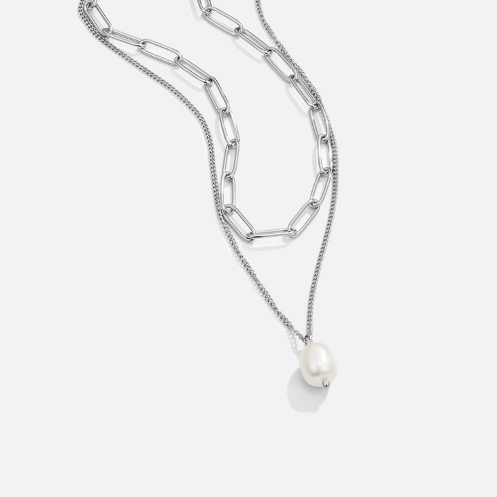 Elegant Necklace with Hanging Pearls