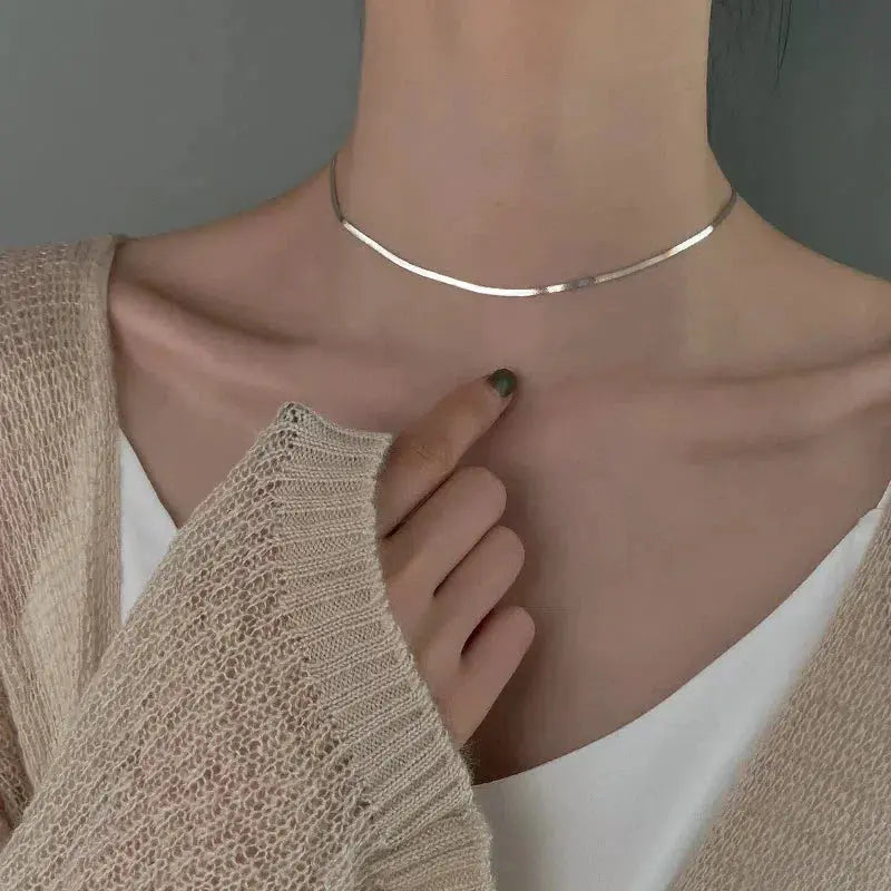 Elegant Flat Silver Necklace