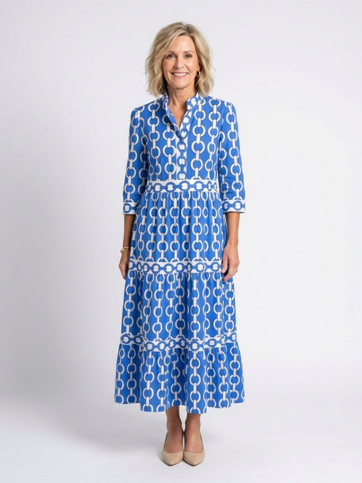 Julia™ | Chain Pattern Midi Dress