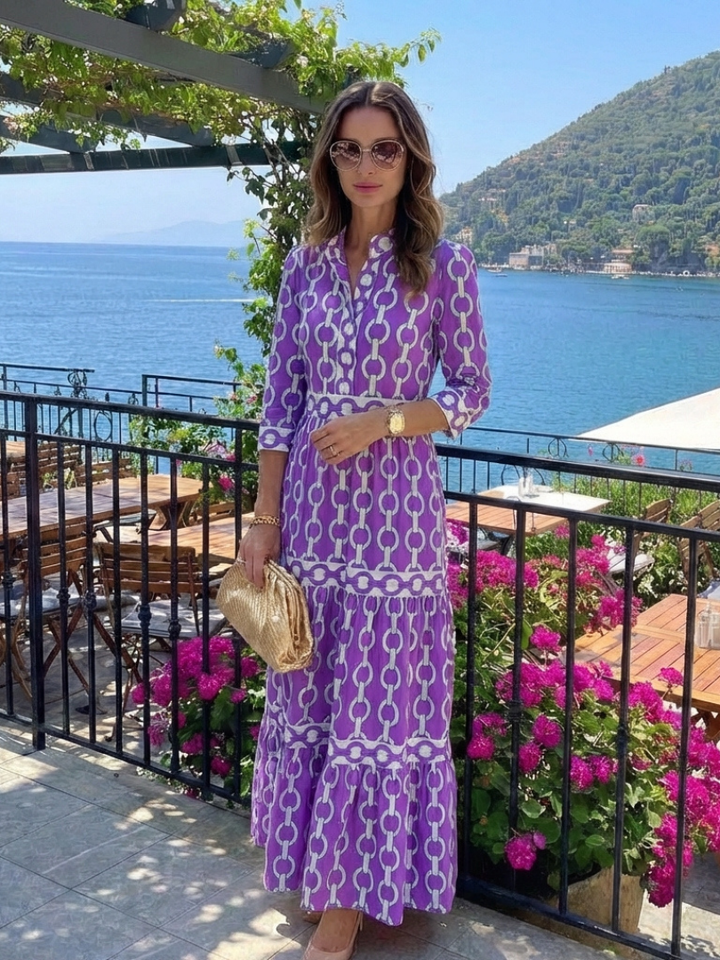 Julia™ | Chain Pattern Midi Dress