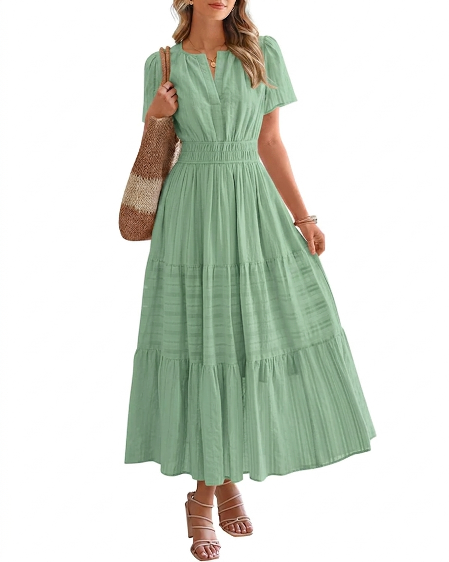 Elara™ | Vestido Maxi A-Line Boho com Decote em V e Caimento Fluido