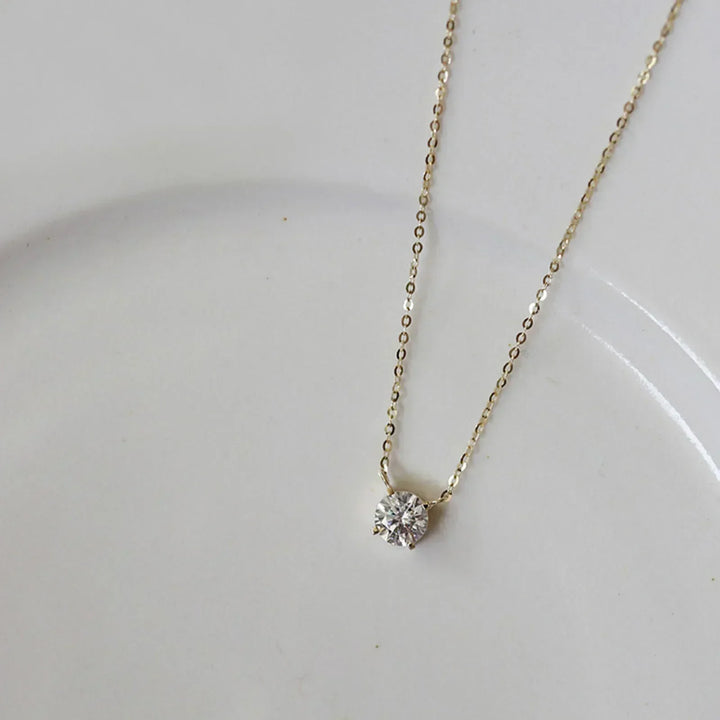 Gold-Plated Sterling Silver Necklace with Zircon
