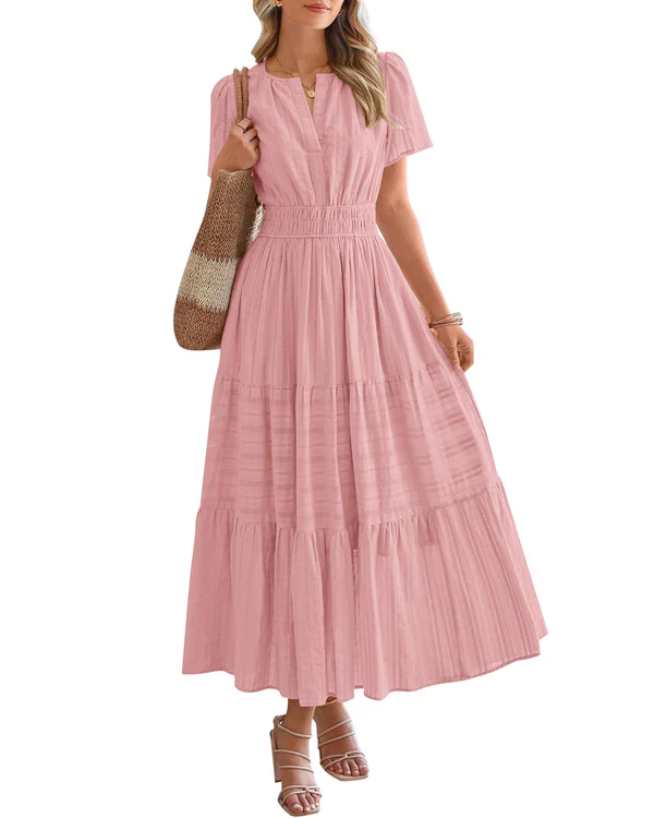 Elara™ | Vestido Maxi A-Line Boho com Decote em V e Caimento Fluido