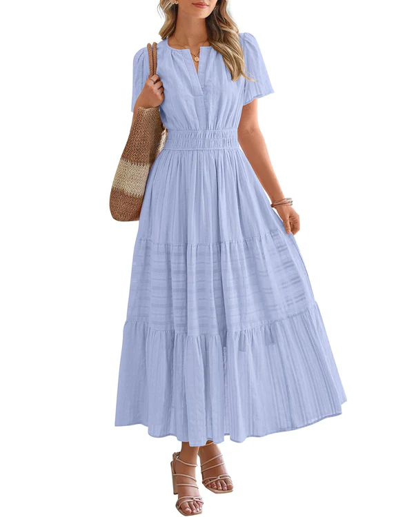 Elara™ | Vestido Maxi A-Line Boho com Decote em V e Caimento Fluido