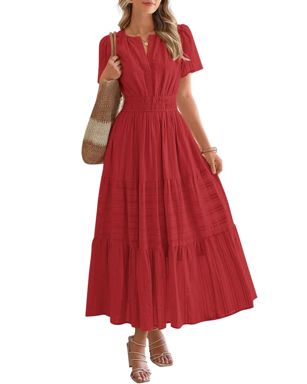 Elara™ | Vestido Maxi A-Line Boho com Decote em V e Caimento Fluido