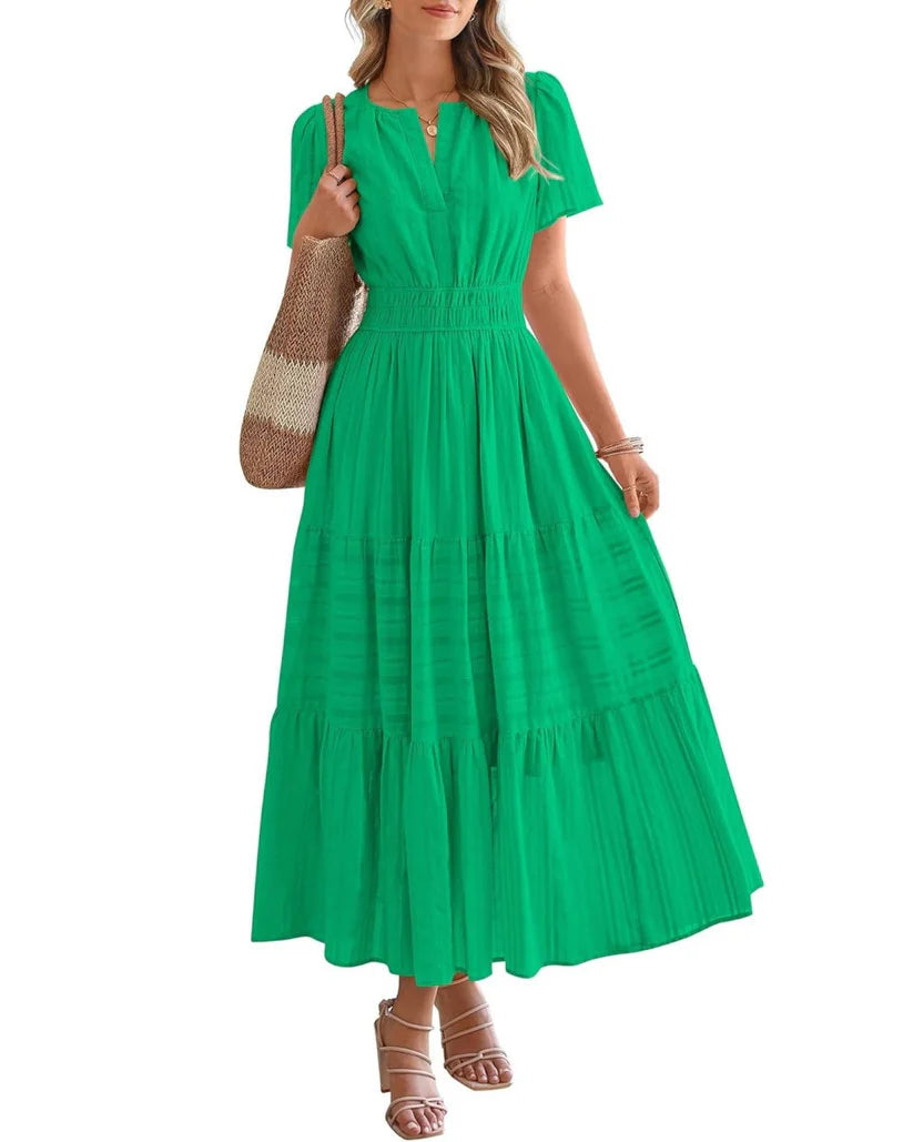 Elara™ | Vestido Maxi A-Line Boho com Decote em V e Caimento Fluido