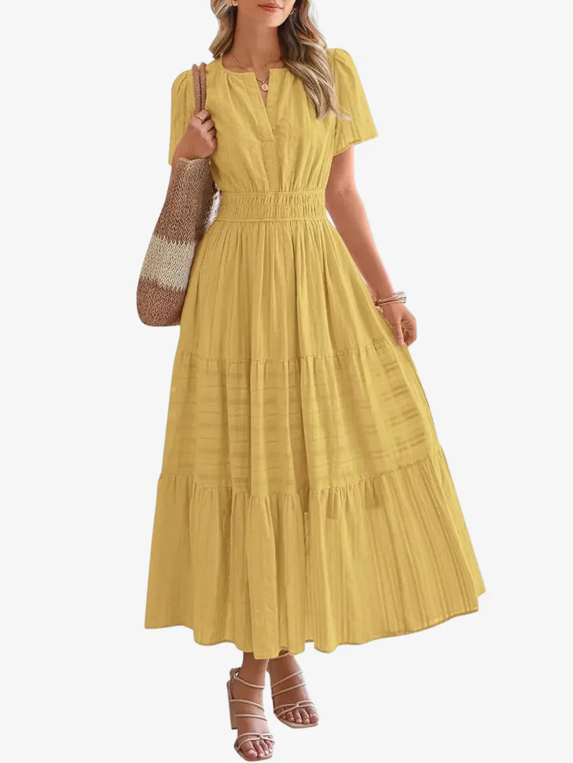 Elara™ | Vestido Maxi A-Line Boho com Decote em V e Caimento Fluido