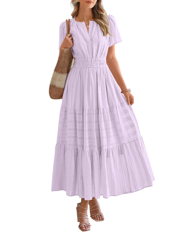 Elara™ | Vestido Maxi A-Line Boho com Decote em V e Caimento Fluido