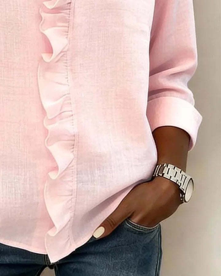 Rachel™ | Blusa com Decote em V e Folhos