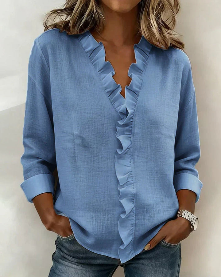 Rachel™ | Blusa com Decote em V e Folhos