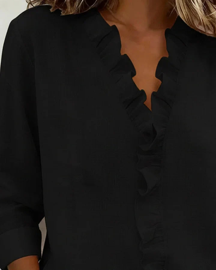 Rachel™ | Blusa com Decote em V e Folhos