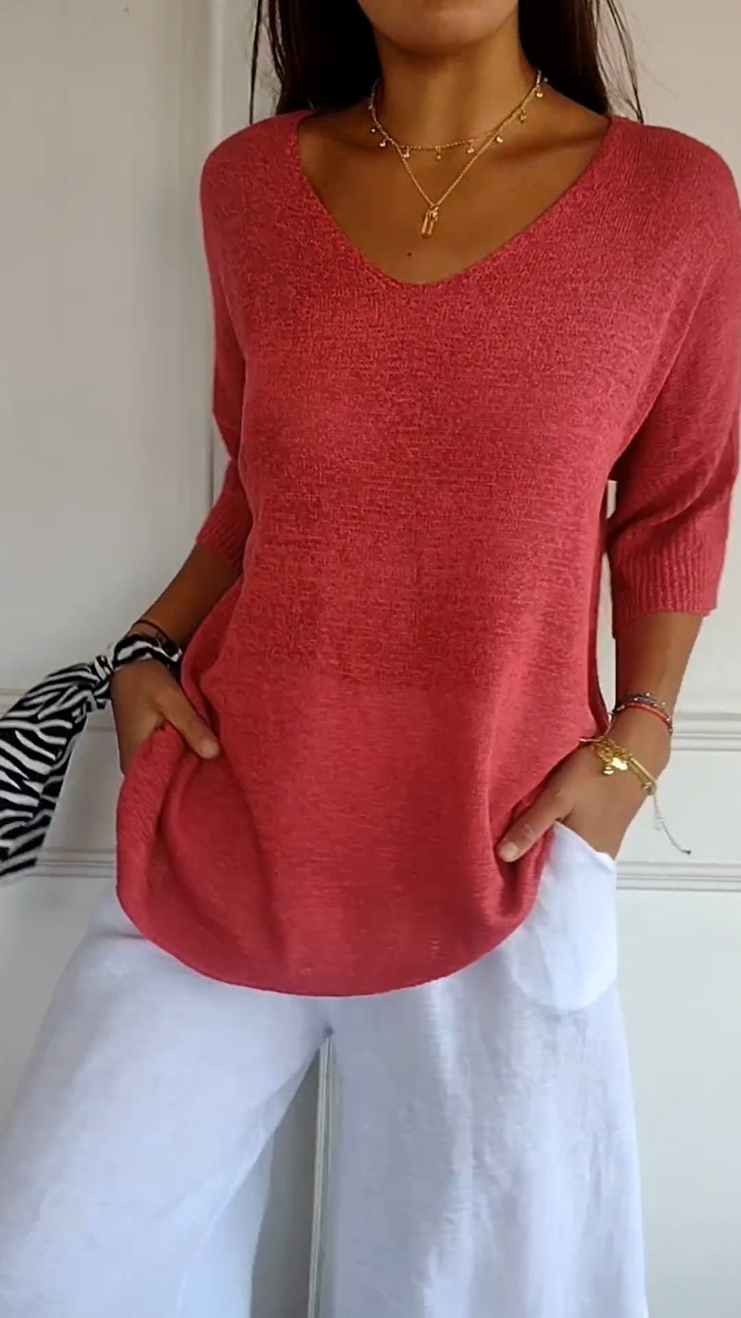 LAUREN™ - Top Casual de Decote em V