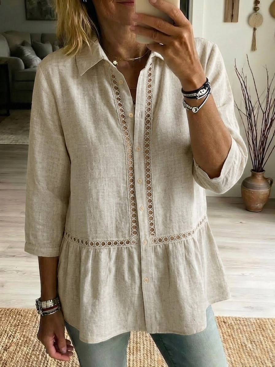 Rania™ | Linen & Cotton Patchwork Shirt