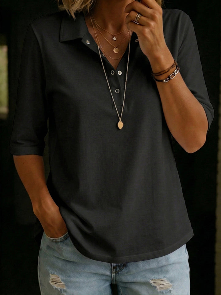 Ines™ | Cotton Polo Collar T-Shirt