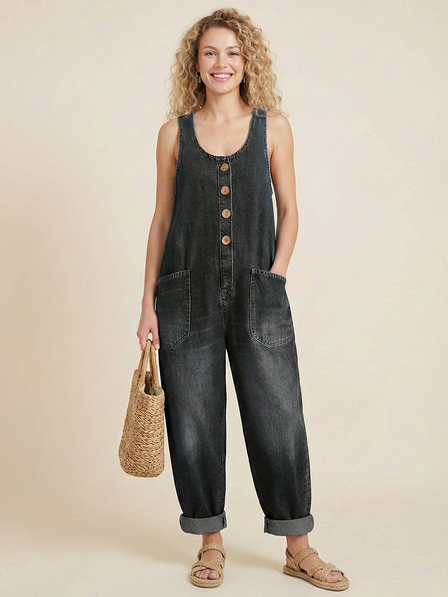 Sarah | Stylish Denim Jumpsuit With Pockets
