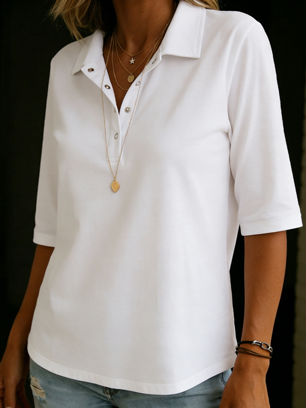 Ines™ | T-shirt en coton à col polo