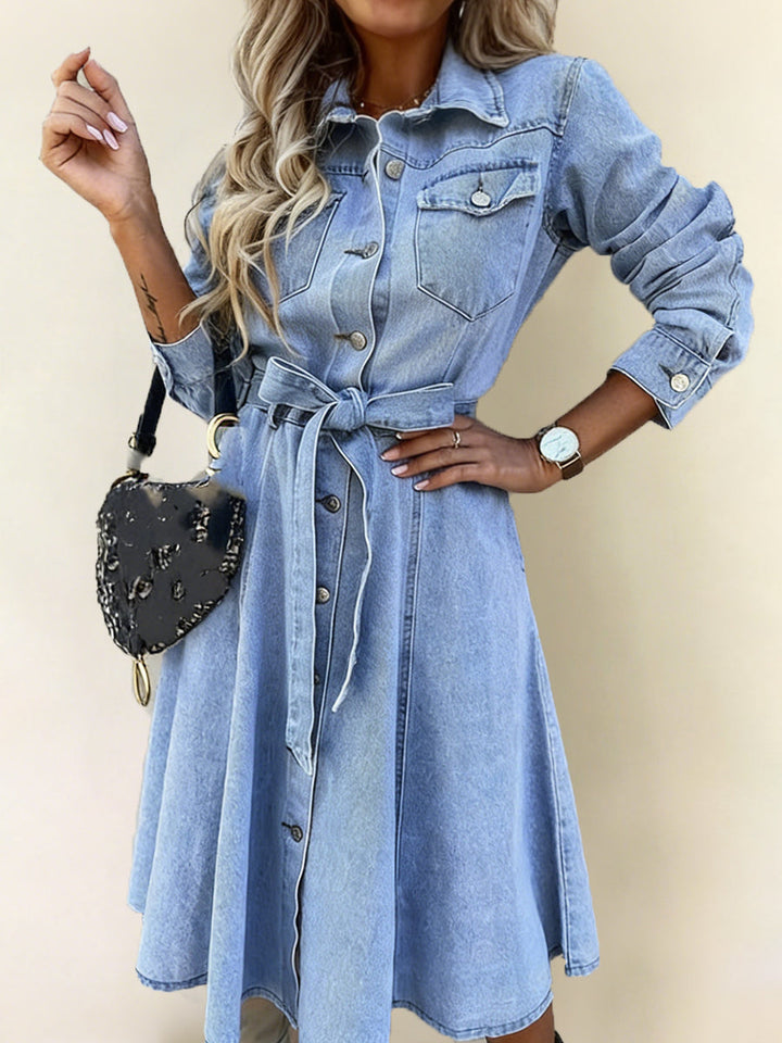 Luna | Vestido de ganga de manga comprida