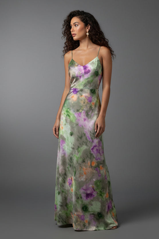 Anisten - Elegante vestido comprido estilo "halo dye" com um cachecol removível